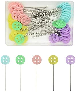 50pcs Sewing Pins,Sewing Pins Coloured Heads, Quilting Pins, Fabric Pins,Buttons Head Pins Sewing Patchwork Pins Safety Dressmaking Pins Button Pins with Storage Box for DIY Dressmaking,Craft,Sewing