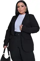 Blazer Feminino Terninho Alfaiataria Plus size G1 G2 G3 Tendencia 2026 (BR, Alfa, XXG, Plus Size, Regular, Plus Size, PRETO)