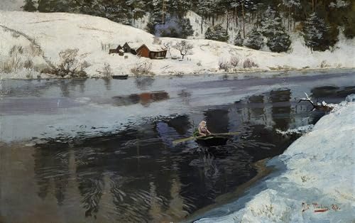 Impression d'art Fritz Thaulow paysage d'hiver sur toile premium