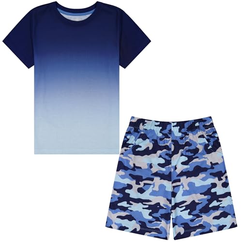 Image of US Angels Pajamas Set for Boys, 4-Piece Set, Short Sleeve Shirt with Pajama Shorts