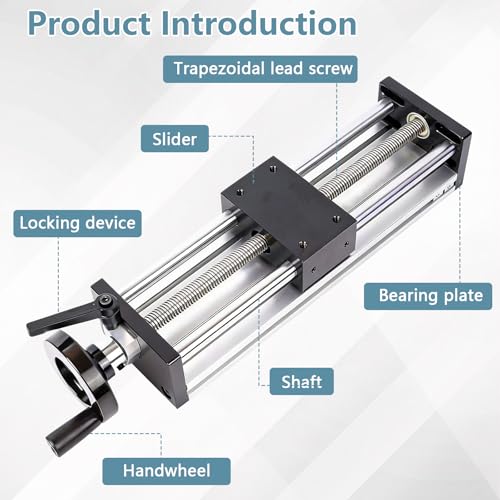 LinearfüHrung mit Handrad, 200mm Verfahrweg Manuelle Linearschiene mit Verriegelung, Lineartisch Kugelumlaufspindel für CNC-Ausrüstung Transformation