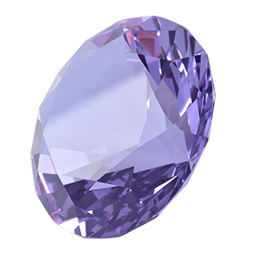 Zoogamo Pisapapeles de cristal con forma de diamante morado claro de 60 mm, decoración de oficina en casa y regalo del día de San Valentín, centros de mesa de boda, decoración con caja de regalo
