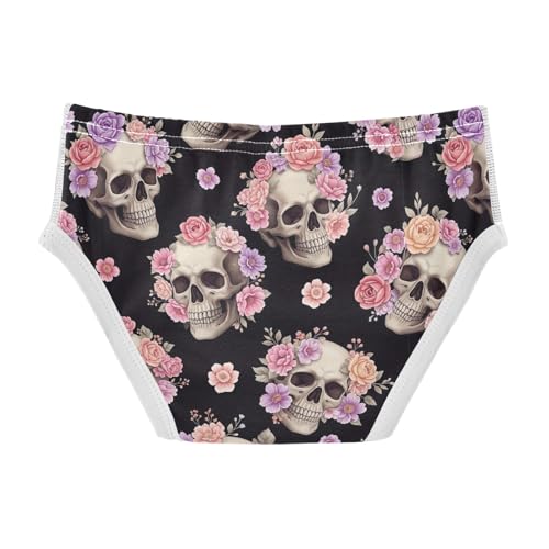 CHIFIGNO Underwear for Boys Funny Skull Flower Black Cotton Boys Briefs Printed Soft Brief Underwear2