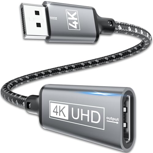 DisplayPort a HDMI,Adaptador displayport a HDMI 4K Adapter Trenzado DP a hdmi unidireccional Macho a Hembra Compatible con computadoras,Lenovo,DELL,HP,HDTV,Monitor,proyector