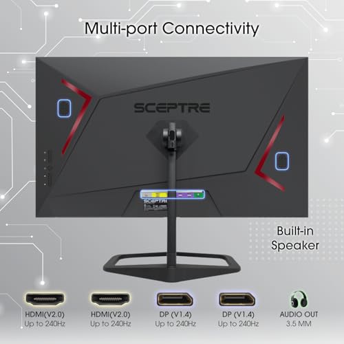 Sceptre New 24.5-inch Gaming Monitor 240Hz 1ms DisplayPort x2 HDMI x2 100% sRGB AMD FreeSync Premium Build-in Speakers, Machine Black 2026 (E255B-FWD240 Series) - Image 6