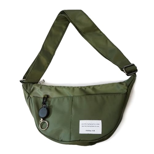 Womens Mens Crossover Body Bag Crossbody Crescent Bag Hobo Sling Half Moon Purse Shoulder Bag (Khaki)