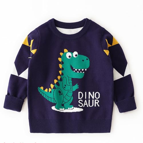 Boys Hoodie Sweatshirt Kids Baby Pullover Sweater Knit Dinosaur Print Sweater Coat For Autumn for (Blue, 6-7 Years)2