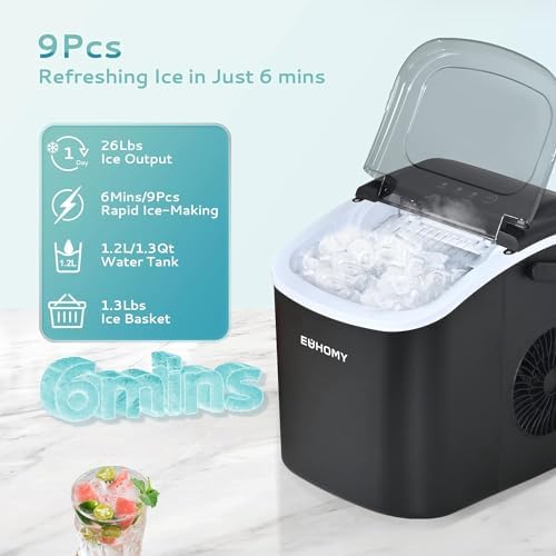 Máquina de Hielo EUHOMY 26lbs en 24h Portátil miniatura 3