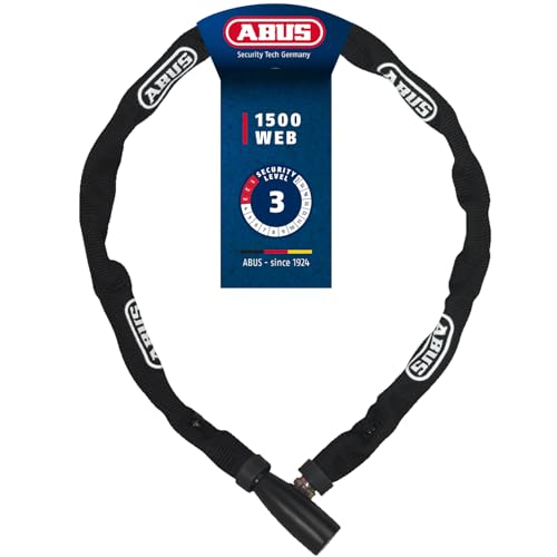 ABUS Kettenschloss 1500 Web – Fahrradschloss aus Spezialstahl – 4 mm dicke Rundkette - ABUS-Sicherheitslevel 3 – 60 cm – Schwarz