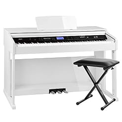 FunKey DP-2688A WH piano numérique blanc brillant Economy banquette set - Les Beatles, Paul McCartney, John Lennon, RIngo Starr, George Harrison