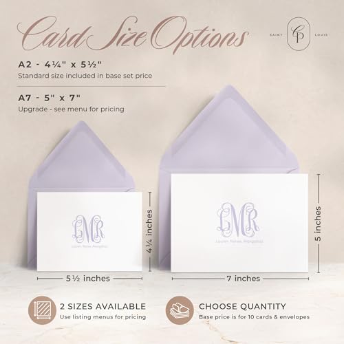 Curio Press Personalized Stationery Note Cards With Curly Script 3 Letter Monogram Initials & Name thumb #4