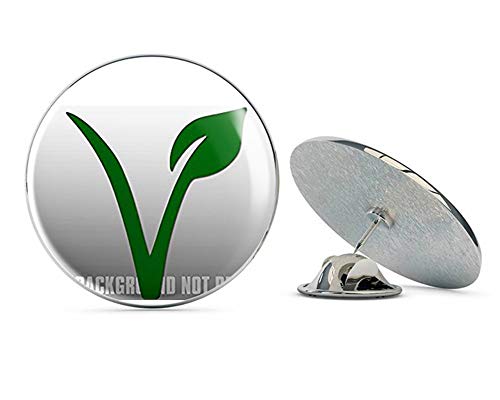 Green V with Leaf Vegan Logo - Vegan Organic Non GMO no Animal Metal 0.75