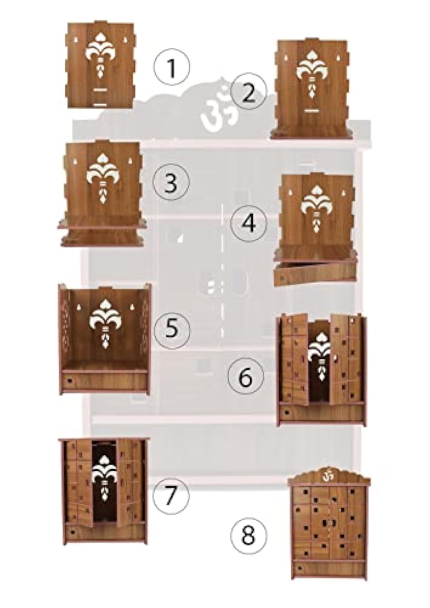 Wooden Wall Mounted Pooja Mandir for Home