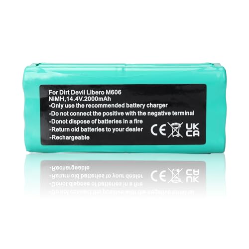 Batterie MXJFYY 14,4 V 2000 mAh NiMH Compatible avec Dirt Devil Libero M606/M610/M613/M607 Spider/M612 Spider, VbotT270 et Ecovacs, Batterie pour Sichler ;...
