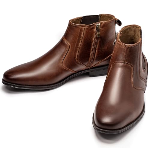 Image of Holy dove Chelsea Boots Men - Genuine Leather,Chelsea Boots for Men with Side Zipper, Casual Slip-On Ankle Boots, Chukka & Oxford Style Dress Boots