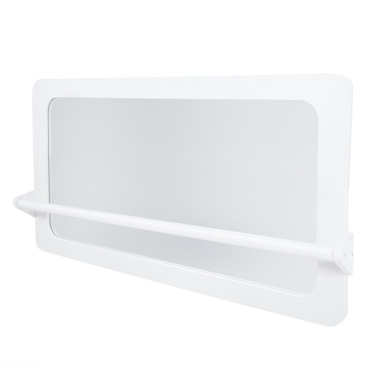 Bainba Espejo Montessori con Barra Blanco para Bebé | Cristal Irrompible de Seguridad | Evolutivo con 3 Alturas Ajustables | para Bebes y niños | 112 x 60 cm | Hecho en España | Fijación en la Pared