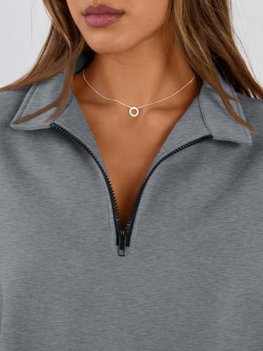 Image of Trendy Queen Women's Oversized Sweatshirts Half Quarter Zip Fleece Sweaters | Soft Cozy Zip Pullover, Comfort Warm Sweaters for Fall Winter, Fashion Mock Neck Outfits
