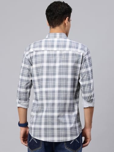 Image of Majestic Man Men Comfort Slim Fit Opaque Checked Cotton Casual Shirt