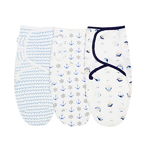 Image of insular Baby Swaddle Wrap, Swaddle Blanket for Newborn and Infant, Adjustable Swaddling Set for Boy and Girl, Soft Cotton Baby Sleep Sack 3 Pack, Pirate, Small(0-3 Month)