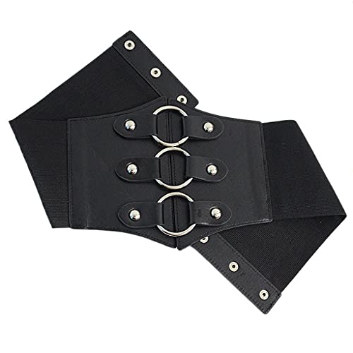 oshhni Cinto de cintura elástica Steampunk fivela casual feminino cinto espartilho largo para mulher