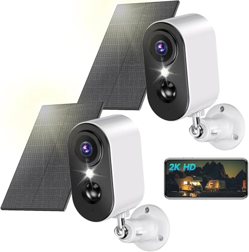 PESAIR 2K Überwachungskamera Aussen Akku mit Solarpanel - Kamera Überwachung Aussen WLAN mit Farbige Nachtsicht Kameras kabellos außen/innen PIR-Bewegungserkennung IP66 2 4 GHz 2 Pack