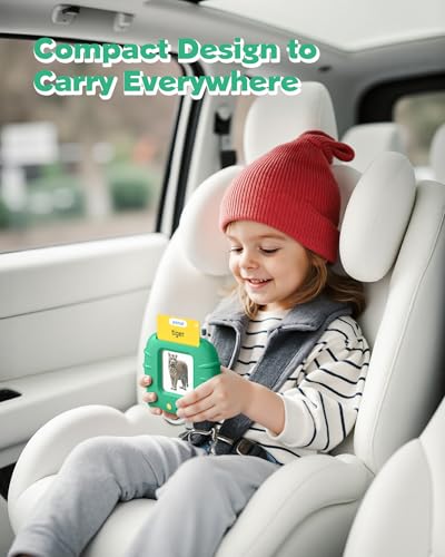Image of Bilingual Spanish and English Talking Flash Cards for Ages 2+, Pocket Speech Therapy Tools with 512 Words, Montessori Language Learning and Autism Aids (224 Words English Green)