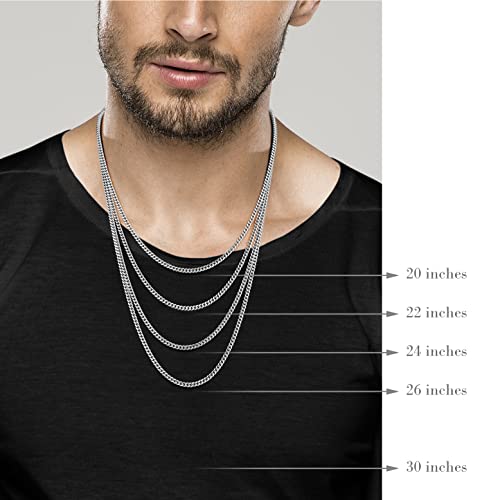 Miabella Italian Heavy 925 Sterling Silver Thick 3.2mm, 5mm, 7mm Curb Cuban Link Chain Necklace for Men Made in Italy - Image 6