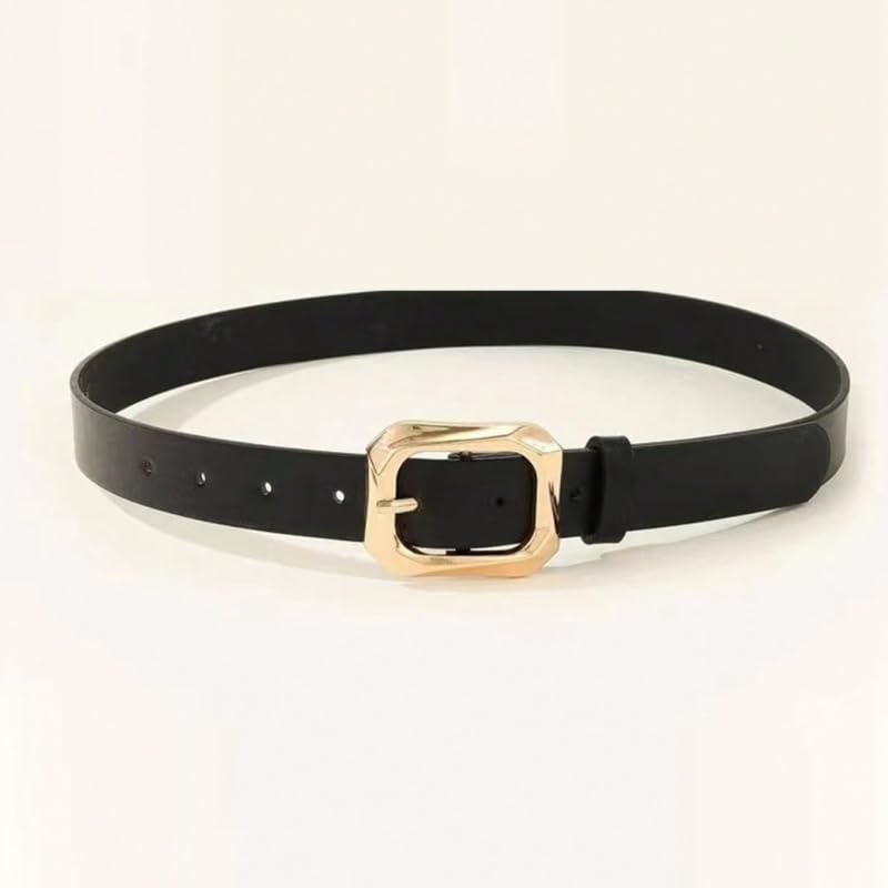 Leather Belts for Women, Black Classic Leather Square Belt for Jeans, Fashion Gift for Birthday Christmas Mother's Day2