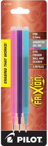 Pilot FriXion Ball Gel Ink Refills for Erasable Pens 0.7 mm, Assorted 3pack image 3