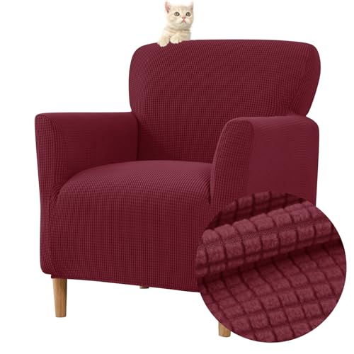 Highdi Housse de Fauteuil Extensible 1 Place, Jacquard Housse de Fauteuil Club Couverture de Fauteuil Chesterfield Lavable Protecteur de Fauteuil pour Salon...