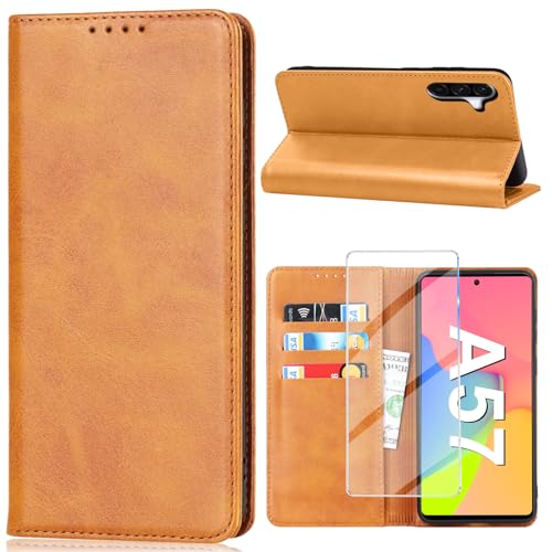 Étui Galaxy A57 5G jaune pour éviter les rayures d'écran et ranger vos cartes de crédit