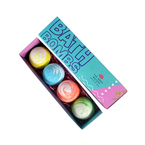 Image of THE BODY BUCKET Aqua, Ylang Ylang, orange and lemongrass relaxing bath bombs - All Natural Handcrafted Aromatic Fragrance - Perfect Bath Gift for Kids, Men & Women- 65 gm each (Pack of 4)