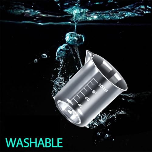 Teenitor プラスチック目盛り付きシリンダー プラスチックビーカー 5個 プラスチック目盛り付きシリンダー 10ml 25ml 50ml 100ml 250ml 5個 プラスチックビーカー 50ml 100ml 250ml 500ml 1000ml クリア 10個