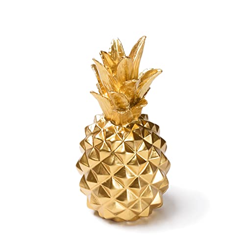 Estatua de Piña de Resina Dorada Moderna 3.9x3.9x7.8 in miniatura 3