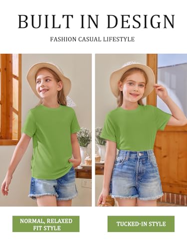 Image of Girls Short Sleeve T Shirts Kids Summer Tops Crewneck Tees 5-14 Years
