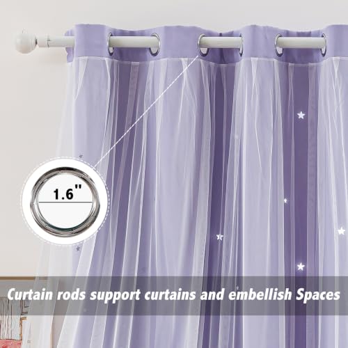 Image of indistar Star Cutout Kids Window Blackout Curtains for Girl Bedroom Window Room Darkening Curtains & Drapes Baby Nursery Curtains (2 Panel,52Wx84L inch,Lavender)