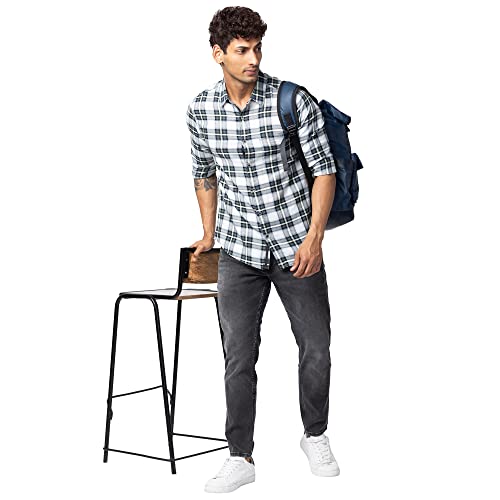 Image of Spykar Men's Slim Fit N /A Full Sleeve Checked Casual Shirts