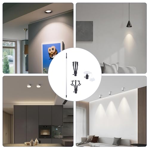 Qriocioa12 FT Light Bulb Changer for High Ceilings, Extension Light Bulbs Changing Pole, Light Bulb Changer Kit with 5 Replacement Tool, and Cleaning Brush Basket Telescopic Light Bulb Changer