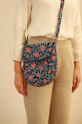 Image of Cotton Handblock Printed Sling Bag for Girls | Beach Bag | Crossbody Shoulder Bag for Womens Handbags & Bags