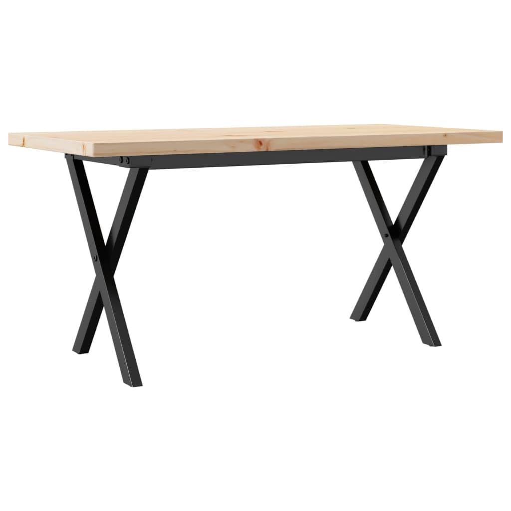 Mesa de centro 90 x 40 cm de madera maciza de pino con estructura en X de acero, diseño moderno, resistente y duradera, para salón, comedor, espacios pequeños