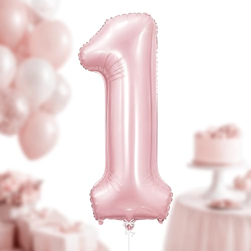 Image of KatchOn Pastel Pink Number 1 Balloon - 40 Inch | 1st Birthday Decorations