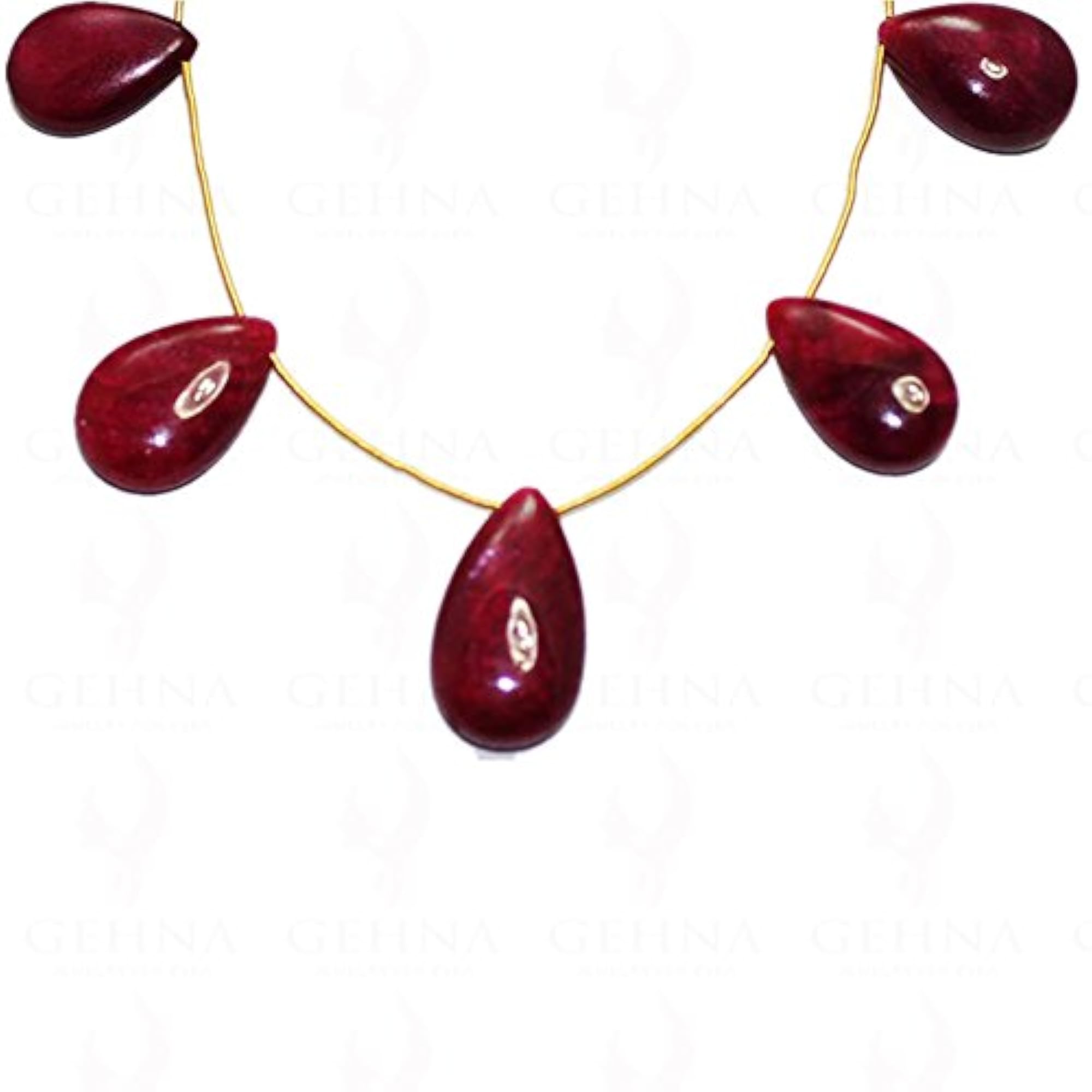 Ruby Gemstone Plain Almond Shaped Bead, 5 Loose Pieces