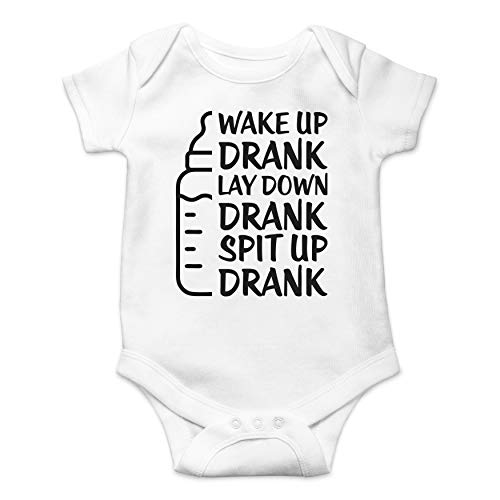 Image of Wake Up Drank, Lay Down, Spit Up - Funny Baby Essentials Bodysuit - Newborn Outfit