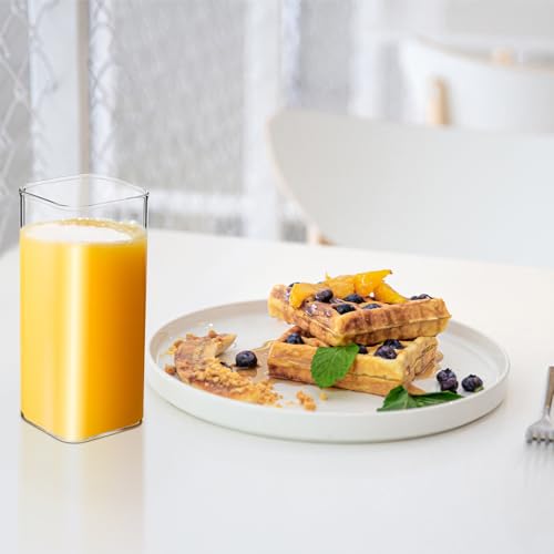 SEWACC 2er-pack Quadratische Trinkgläser, 400 Ml/14 Oz, Dünnwandig, Hoch, Quadratisch, aus Borosilikatglas, für Wasser, Milch, Saft, Kaffee, für Den Täglichen Gebrauch zu Hause, Mikrowellengeeignet
