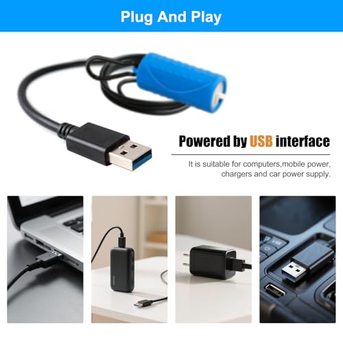 Image of DaToo USB Mini Aquarium Air Pump Ultra Quiet Fish Tank Air Pump with Black Hanging Clasp Portable Aquarium Oxygen Aerator Pump Includes Fish Tank Airline Tubing and Air Stone(1W /2W /3W)