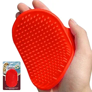 Meat Up Bathing and Grooming Hand Brush with Rubber Bristles for Dogs and Cats