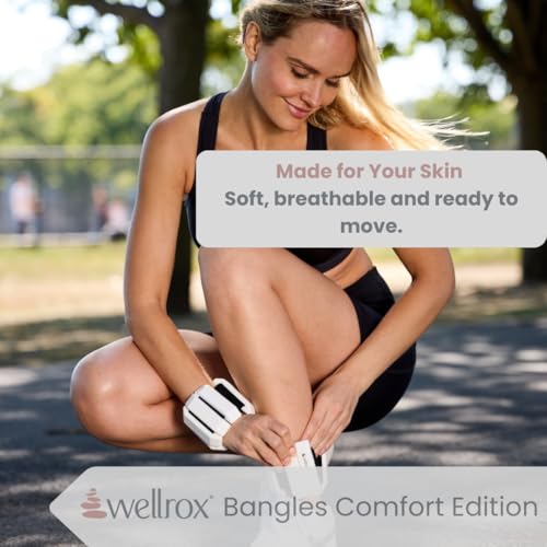 Image of Wellrox Weighted Bangles - Adjustable Ankle and Wrist Weights for Women & Men - Set of Ankle Weights 2 lbs (1 lb Each Wrist Weight) | Weighted Arm Bands for Pilates, Yoga, Running & Walking