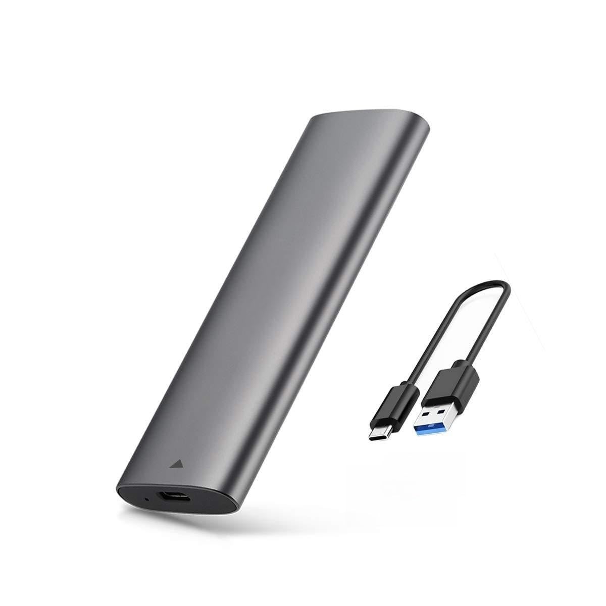 Azonee Aluminum Tool-Free M.2 SATA SSD Enclosure Reader USB 3.2 Gen 2(6Gbps) Type-C External SSD Adapter Support UASP Trim for M2 SATA NGFF 2242/2260/2280 SSD with B Key/B+M Key(for M.2 SATA SSD only)