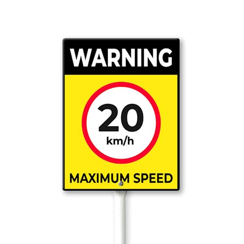 Geroclonup Letrero de límite de velocidad máxima de 20 km por hora con estacas de 4.6 x 6 pulgadas, letreros de aluminio resistente sin óxido, decoración de calle lenta, señal de tráfico para jardín