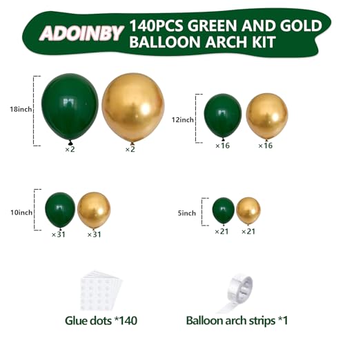Image of Green and Gold Balloon Arch Kit, 140Pcs Emerald Forest Hunter Dark Green Metallic Gold Balloon Garland Kit for Wedding, Engagements, Birthday, Baby Shower, Anniversary Party Decorations